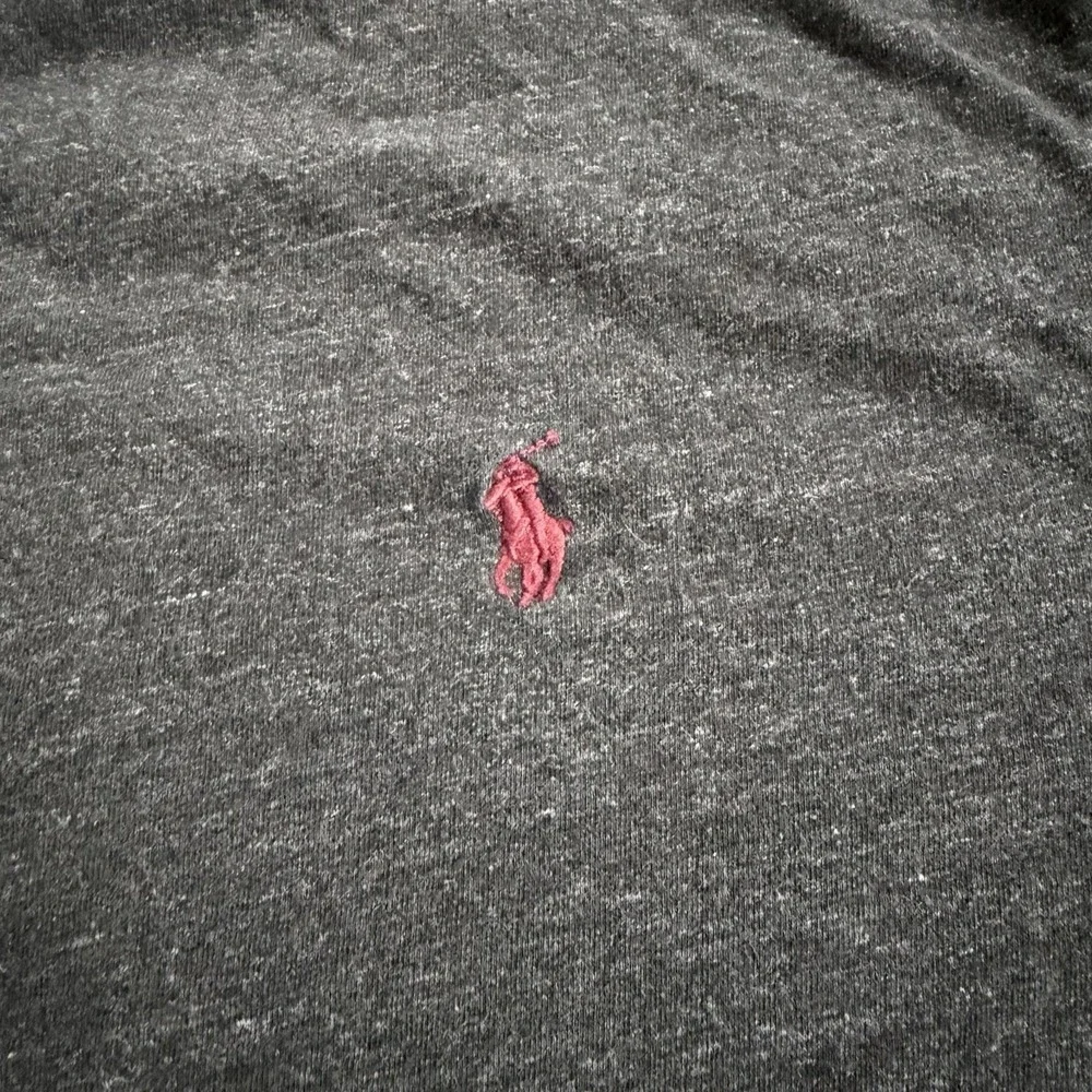 Polo Ralph Lauren Mens XL V Neck Long Sleeve Shirt Gray Red Pony‎